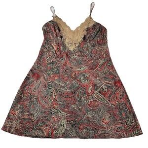 Vintage Y2K Victoria Secret Babydoll Slip Dress Women Medium Multicolor Paisley